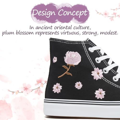 kufeiti Women's High Top Canvas Sneakers Canvas Shoes Lace up White Black Sneakers Casual Walking Shoes3