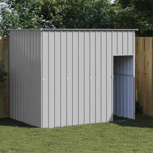 Mokuyary - Nicho para perro con techo gris claro, acero galvanizado perrera para perro, fácil de montar para exterior, jardín, terraza -A