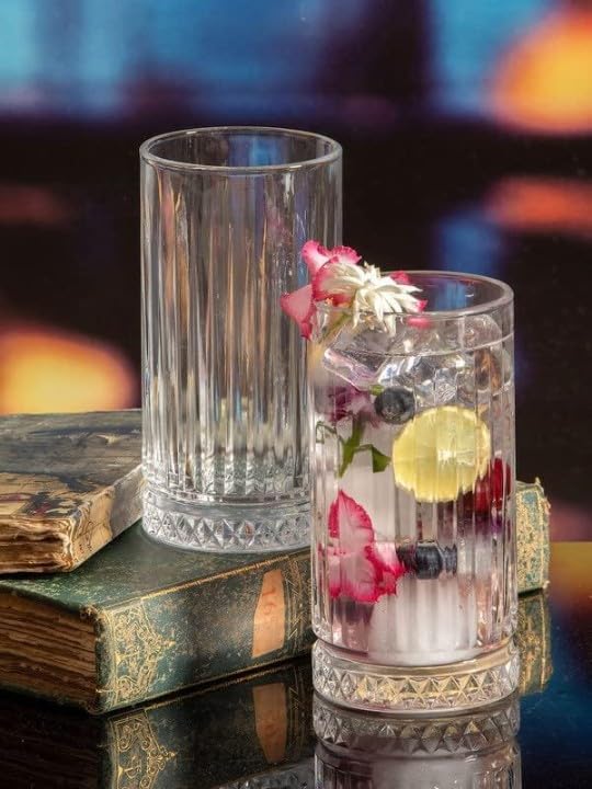 Black Foru 300ml Long Water Glasses Set of 6 pcs - Tall Drinking Glasses for- Water, Juice, Mojito, Cocktail, Lead-Free, Perfect for Home (Crystal Juice Glass 300ML 6PCS)