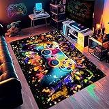 Kuluoits Gaming Controller Teppich, 70x140cm, Abstrakter, Farbenfroher Graffiti-Gamecontroller-Teppich für Kinder Jugendzimmer, rutschfeste Spielmatte für Jungen- und Mädchenzimmer, Wohnzimmer