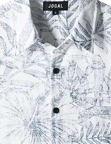 JOGAL Mens Floral Hawaiian Shirt Front Pocket Casual Aloha Shirts3