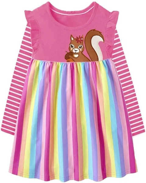 VIKITA Winter Girls Dresses Toddler Girl Clothes Long Sleeve School Outfits for Kids 2-12 Years