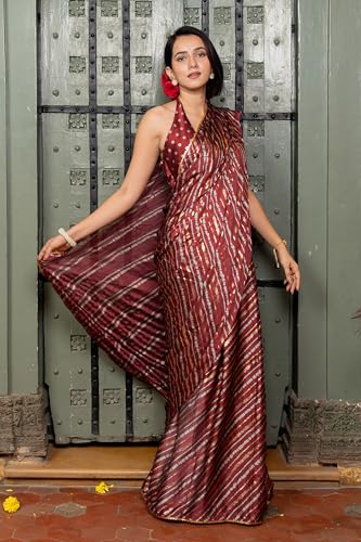 Image of MIRCHI FASHION Saree for Woman Chiffon Colorblock with Foil Work | Shimmer Festive Women's Sari for Wedding Functions and Ceremonies