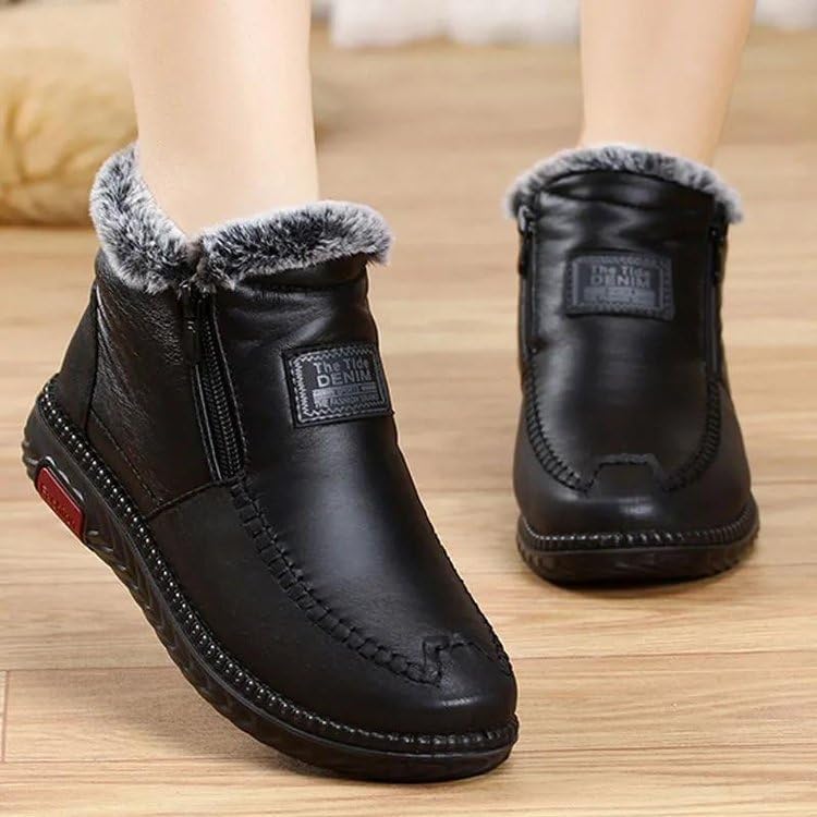 Winter Snow Boots for Women, Fur Lined Warm Ankle Booties, Botas De Invierno Para Mujert,Outdoor Anti-slip Waterproof Comfortable Short Boot