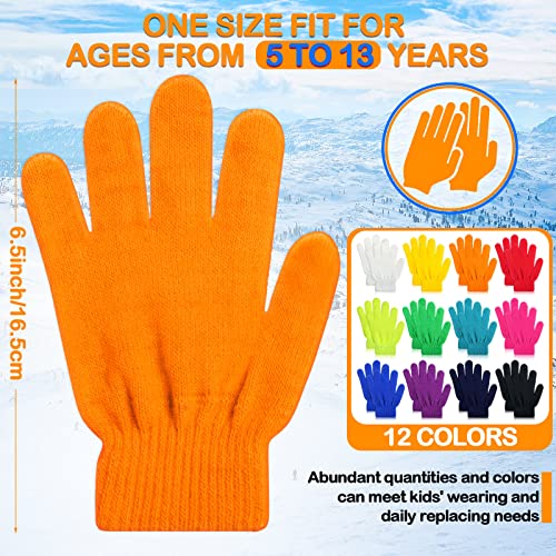 Kenning 72 Pairs Kids Winter Gloves Bulk Knitted Colorful Warm Stretchy Mittens for Boys Girls Operation Christmas(Bright Color)2