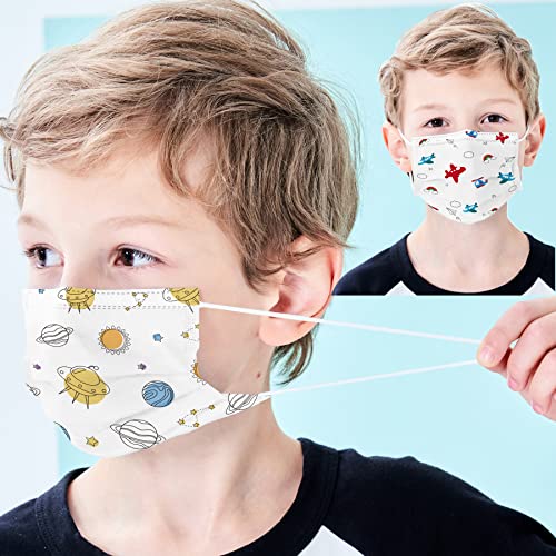 Mystcare Kids Face Mask 50 Pack Ages 5-12 Disposable 3-Layer Breathable Filter Child Disposable Face Mask For Kids Cove (Kids, Cartoon) #TOP5