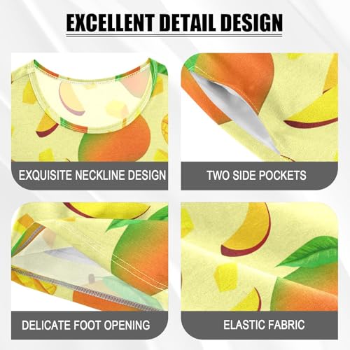 Mango Fruit Yellow Pajama Set Short Sleeve Sleepwear Soft Pajamas Shorts Sets Cotton PJS 5Y4