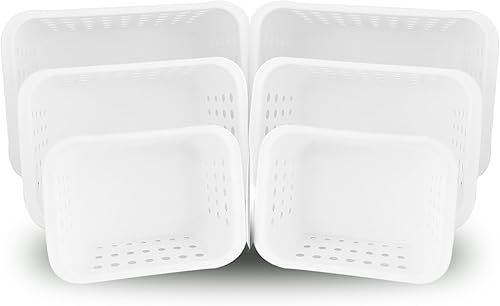 Paquete de cesta x 6. Cesta de almacenamiento de varios tamaños. Contenedores de almacenamiento para organizar (blanco)