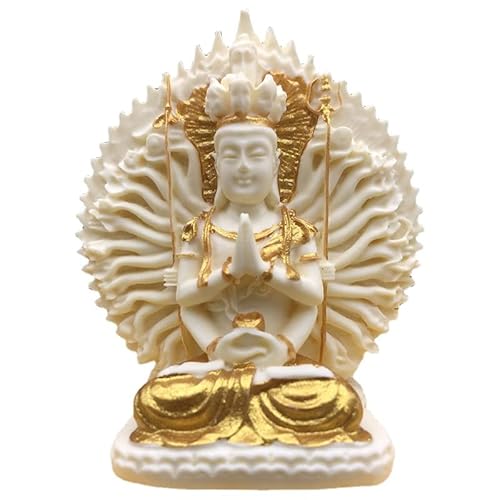 彫刻仏像【千手観音菩薩】 仏像 置物 ココヤシの果実 手作り 仏壇仏像 子年生まれ 厄除け 十二支守り本尊 守護仏