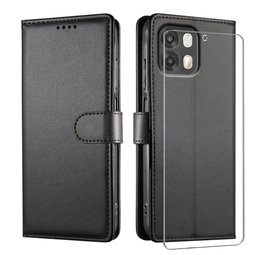 JUNETOP Cover per OPPO A6x/A6k/A6 (4G/5G) con Vetro Temperato, Nero