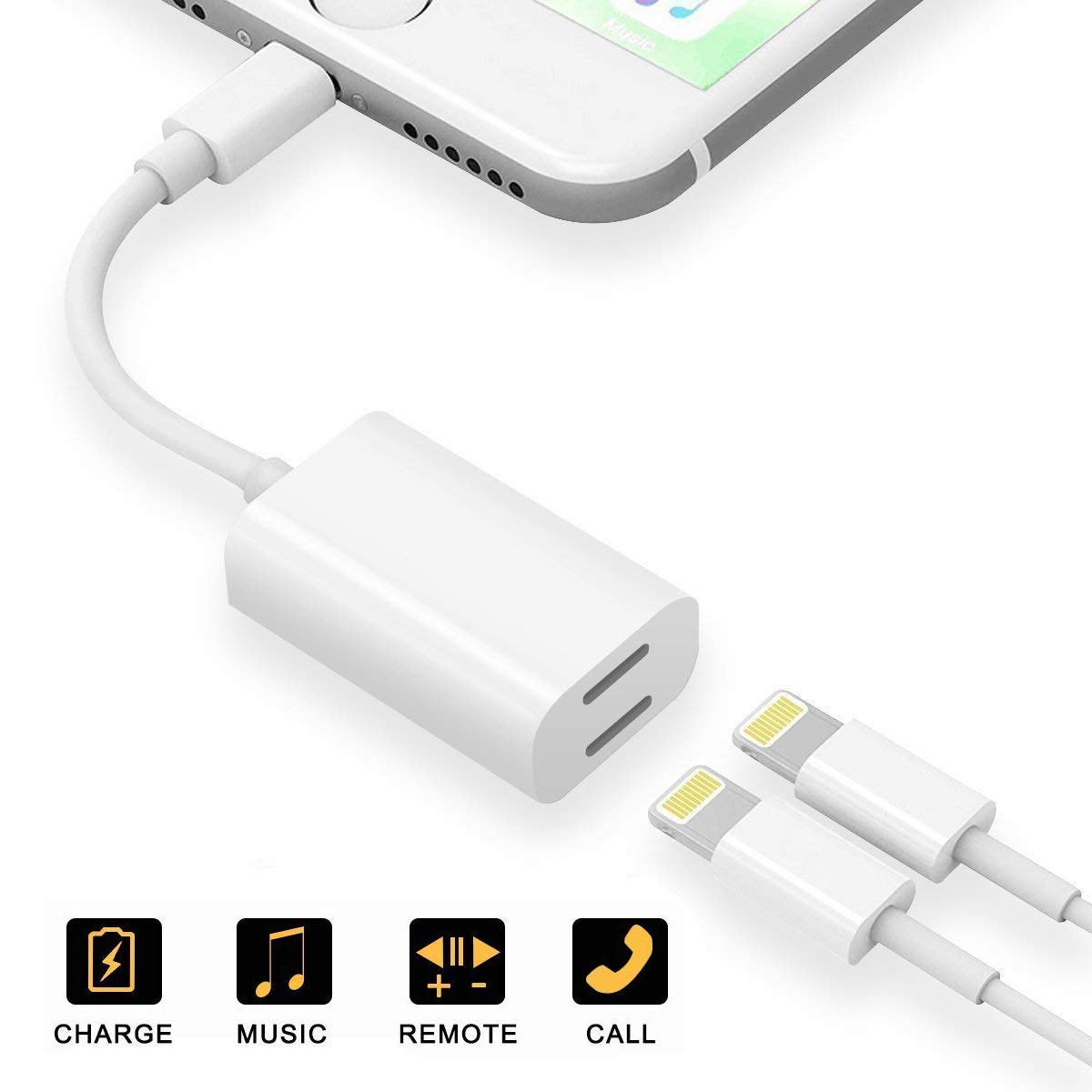 [Apple MFi Certified] Dual iPhone Splitter,2 in 1 iPhone Headphone Jack Audio + Charge Cable Compatible for iPhone 11/11 Pro/XS/XR/X 8 7,Support iOS 10.3 Above