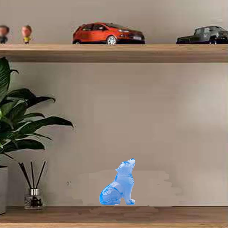Estatua de lobo de cristal azul de 2 pulgadas miniatura 4