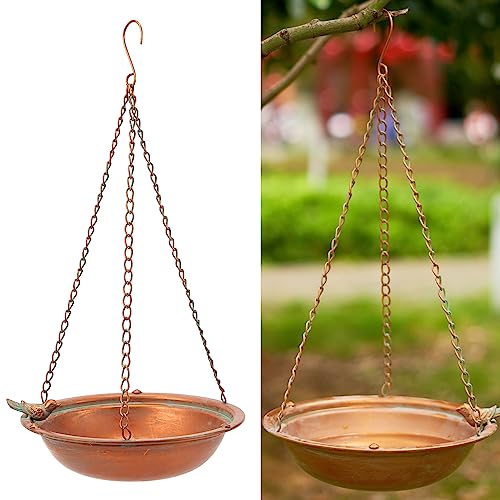 MNRYLKB Metal Hanging Bird Baths for Outdoors,Outdoor Bird Feeder,Backyard, Patio Garden Yard Decoration (Champagne)