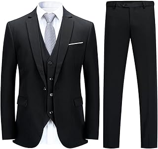 YOUTHUP Mens 3 Piece Suit 1 Button Slim Fit Business Wedding Tuxedo Suits Blazer Waistcoat and Pants
