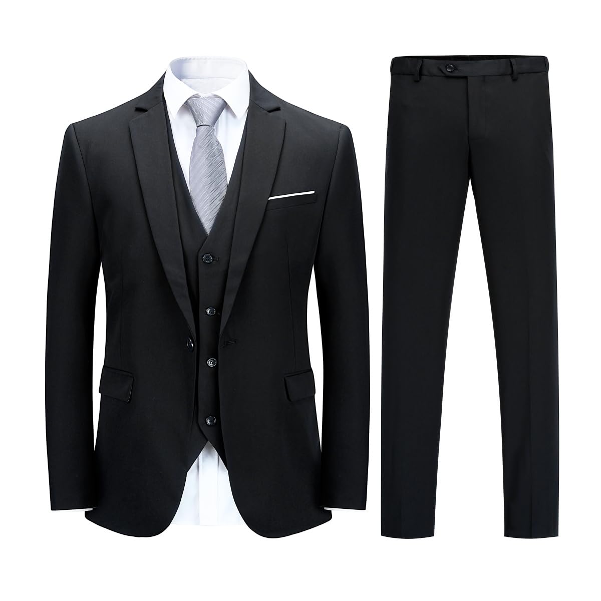 Mens 3 Piece Suit 1 Button Slim Fit Business Wedding Tuxedo Suits Blazer Waistcoat and Pants