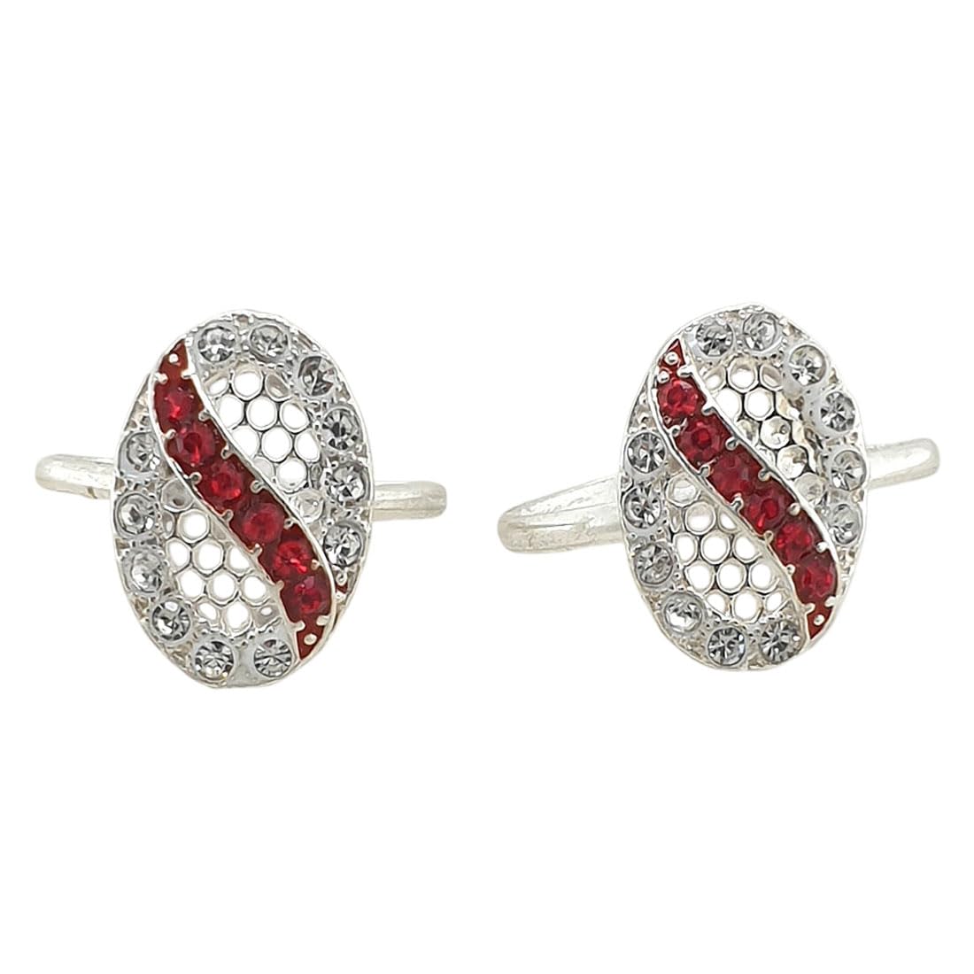 sahiba gems 925 Pure Silver Designer Red Zircon Toe Rings (Chandi Bichhiya) For Women ~ 2 Pieces-picture-17