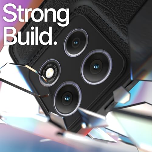 Image of Outlouders Back Cover for Motorola Moto G86 Power 5G | Full Camera Protection | Super Soft-Touch | Raised Edges | Flexible Pu Leather | Bumper Case (Black)