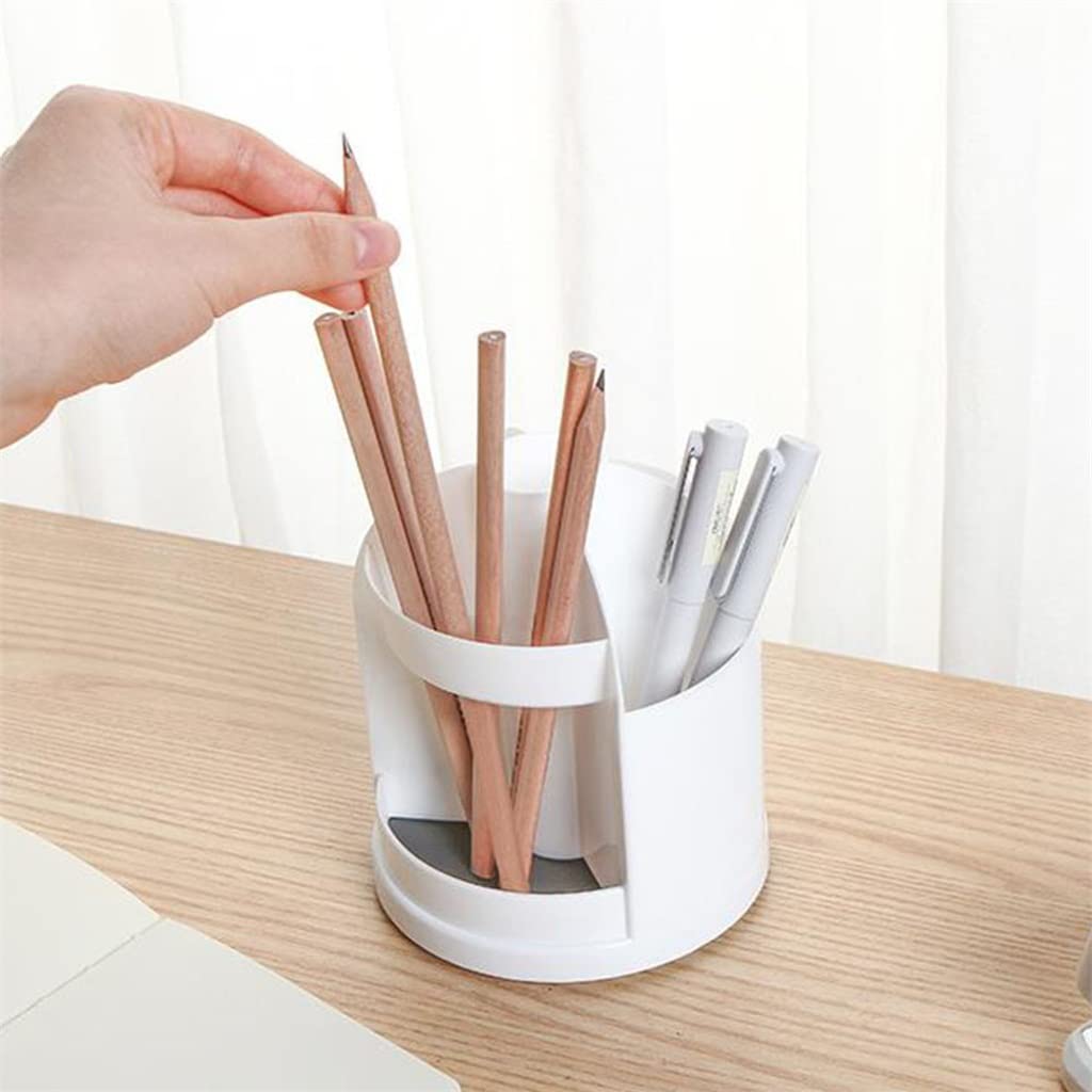 Scrivania portapenne per separazione Domestica di cancelleria di Forma cilindrica Girevole a 360 Gradi, portapenne (Grigio 12 * 14 cm)