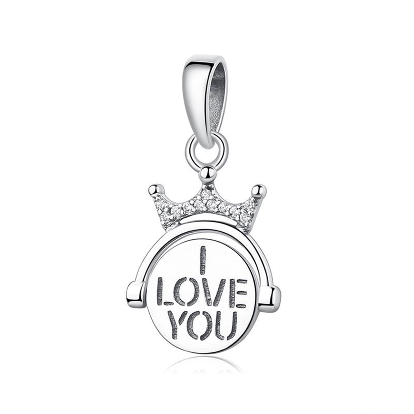 CGCSYZ 925 Silver Beads Crown Dangle Charm Love Clear Stone Bracelets Women Diy Jewelry Dropship 1Pcs (Silver)
