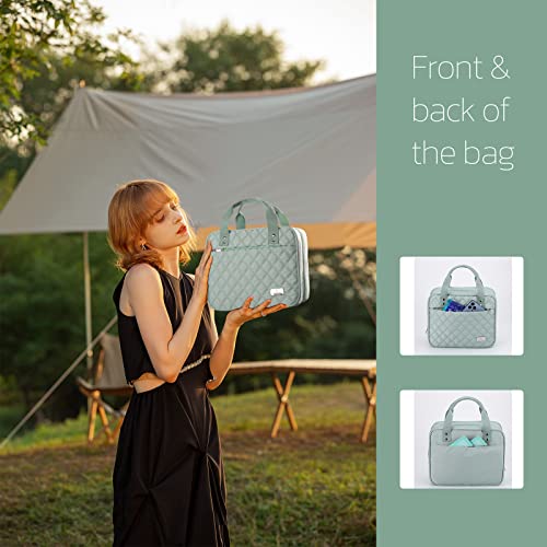 Estour Travel Makeup Bag Organizer, Large Toiletry Bag For Women With Detachable Mirror And Transparent Cosmetic Bag, Suitable For Travel Size Toiletries, Gifts For Women-Mint Green #TOP6