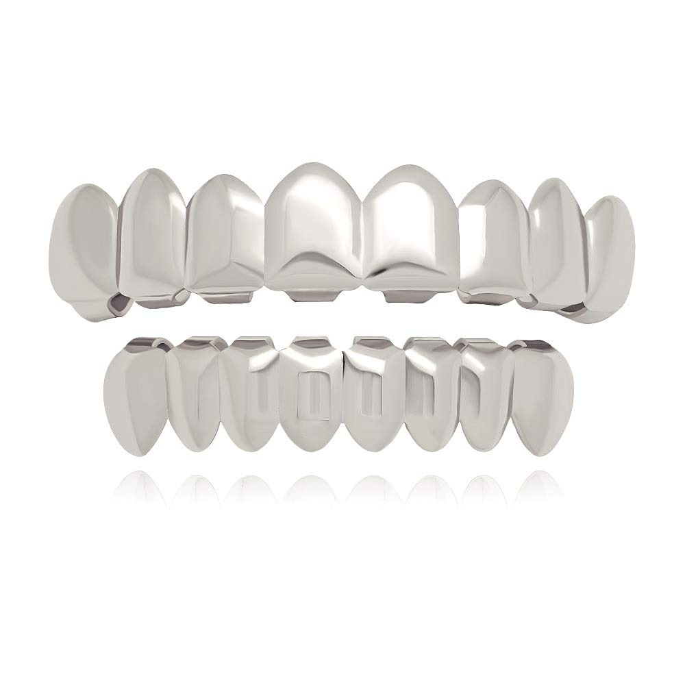 Buy LuReen 8 Teeth Grillz 14k Gold Top and Bottom Grills Set Shiny Hip