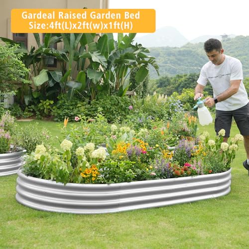 Outdoor Metal Galvanized Raised Planter Box,Oval Large Garden Bed Kit for Vegetables, Fruits, Flowers and Herbs 4X2X1 FT - Image 4