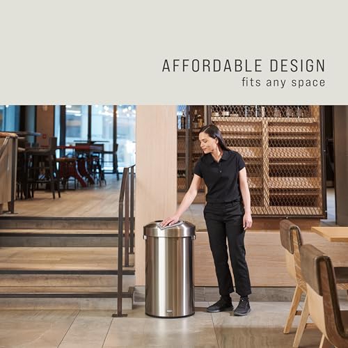 Image of Rubbermaid Commercial Products Refine Decorative Container, 23 Gallon, Round Stainless Steel Trash Can, Indoor for Hotel Lobbies /Conference Rooms /Airports