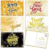 50 Happy New Year Postcards Faux Gold New Year Holiday Cards