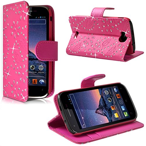 Seluxion - Housse Coque Etui Portefeuille Fonction Support Style Diamant Couleur Rose Fushia pour Wiko Cink Cink Peax / Peax2