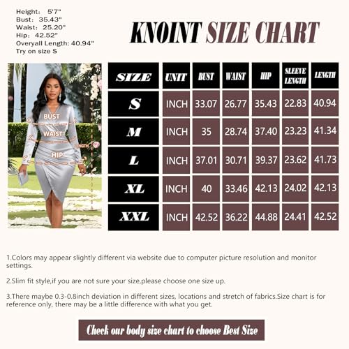 Women’s Midi Pencil Dress Bodycon V Neck Ruched Design Long Sleeve Cocktail Party Night Out Dinner Dresses3