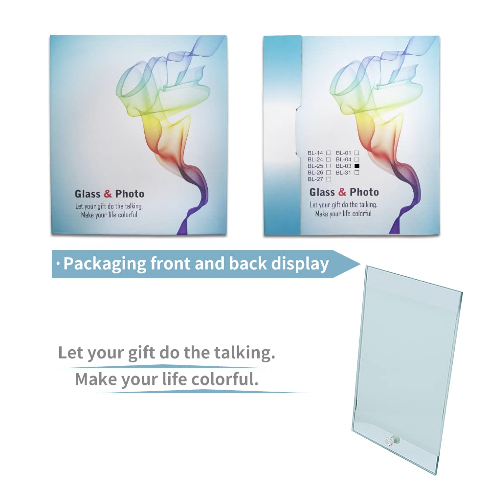 MR.R 2 piece 8'' Sublimation Blanks Glossy Glass Photo Frame,No Edge,Single Hole Picture Frame for Heat Transfer Printing,6x9 inch