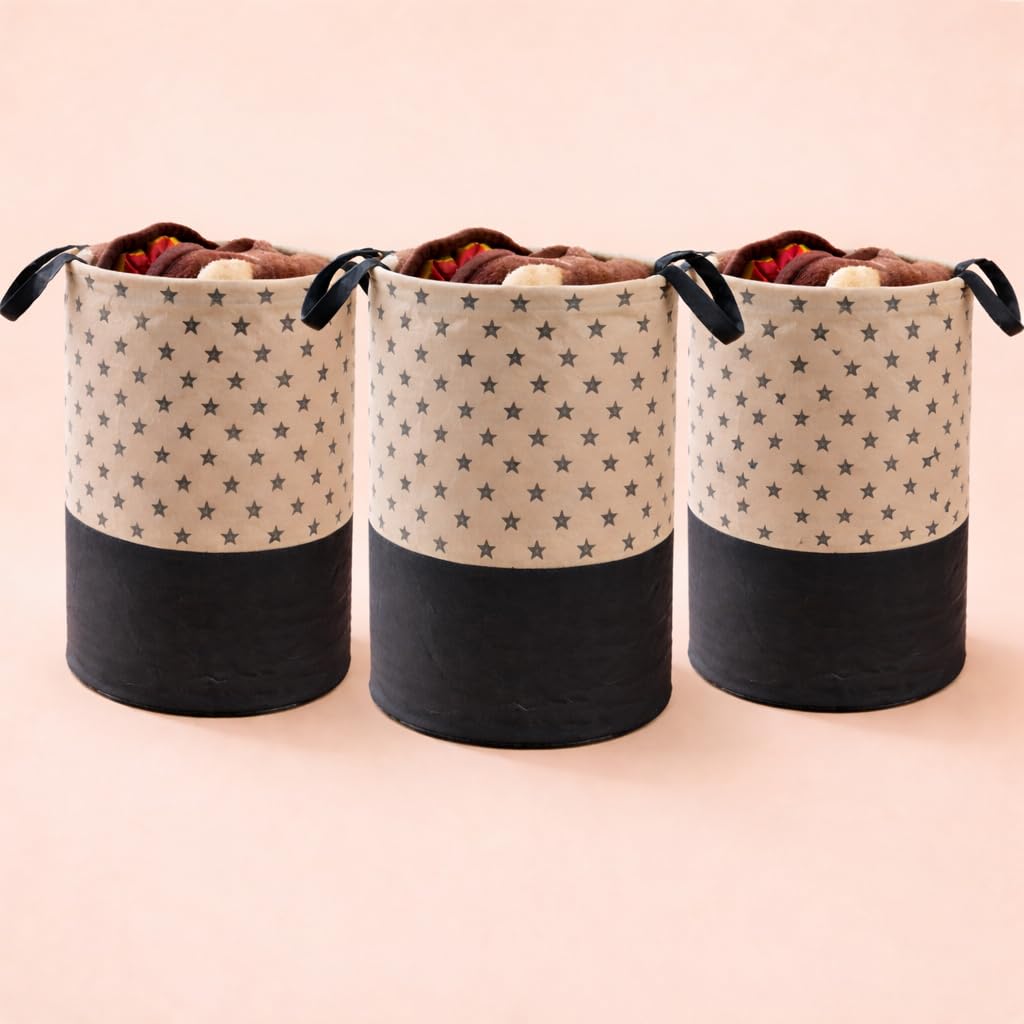 BB BACKBENCHERS Laundry Bag/Laundry Basket/Clothes Storage Box/Storage Basket/Storage Bag, 48L, Brown Star