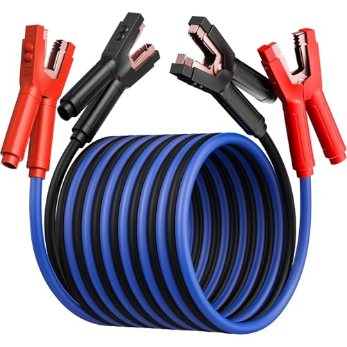 Heavy Duty Jumper Cables, 0 Gauge 30 Feet 1000Amp Automotive Booster Cables for 12V & 24V Cars, SUVs and Trucks, Jumper Cables Kit with Carry Bag (0AWG x 30Ft)