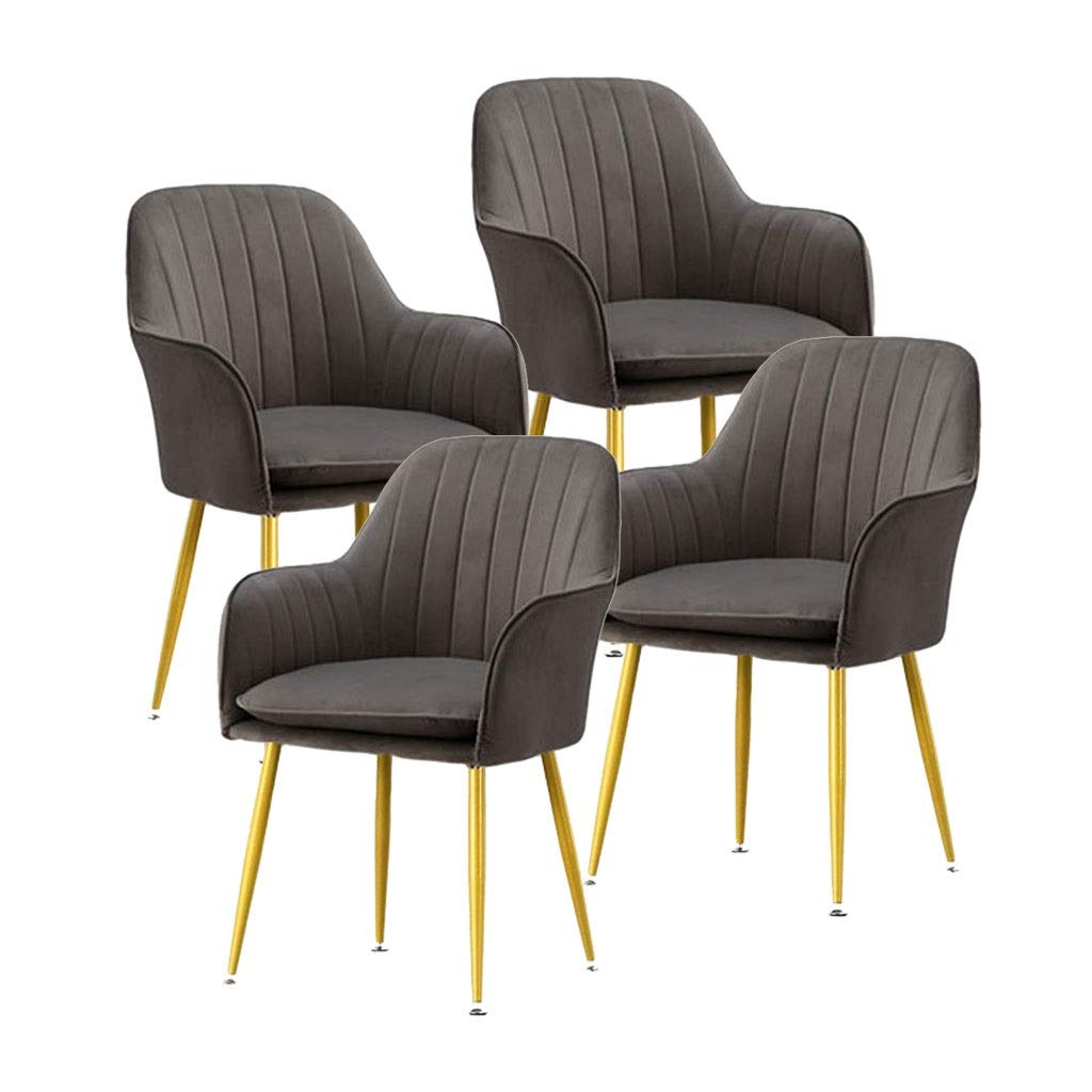 SJIALEN Soft Velvet Dining Chair,Sturdy Metal Legs for Office Lounge Dining Kitchen Bedroom Study Lounge Chairs Kitchen Chair (Color : Gray-B, Size : 4pcs)
