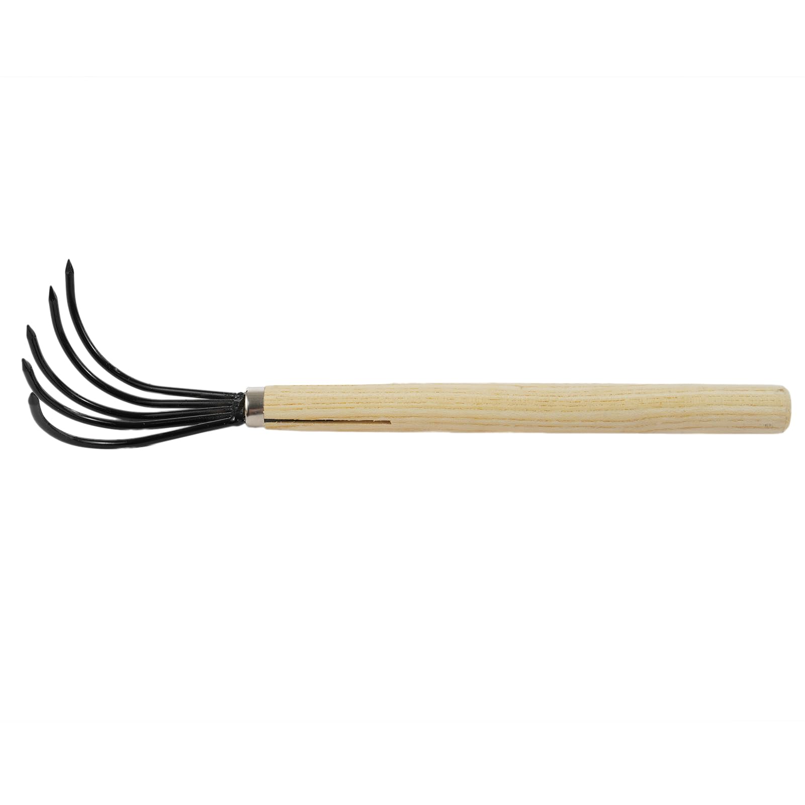 5-Claw Rake Hand Cultivator with Long Wooden Handle, Bendproof Garden Hand Rake Tool, Great for Loosening or Weeding Soil
