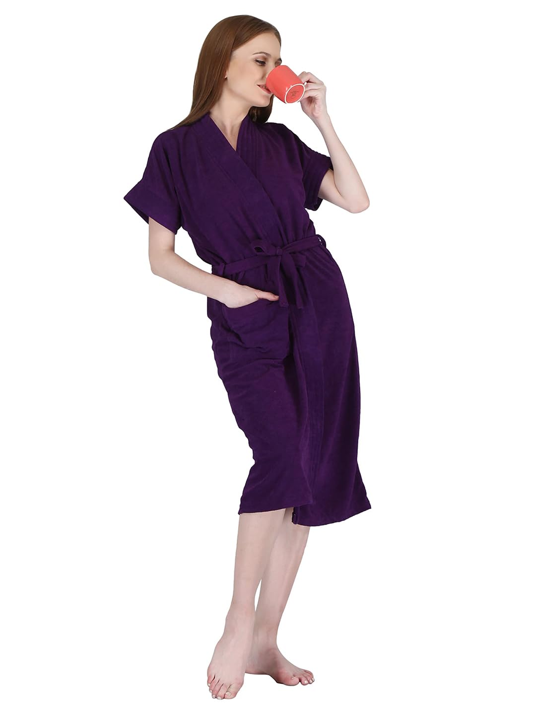 Kuber Industries Bathrobe for Women| Soft and Easy to Absorb & Dry| Unisex Bathrobe (Purple)