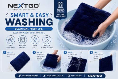 Image of NEXTGO Floor Seat Cushions Yoga Meditation Mat Pooja aasan Soft Extra Comfortable Feather Touch Last Long Upto Washable Material Size 24 x 30 Inch 2 x 2.5 Fit (NAVY BLUE)