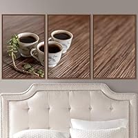 3 Piece Framed Canvas Wall Art Coffee in The Mornings Canvas Prints Home Artwork Decoration for Living Room,Bedroom - 16