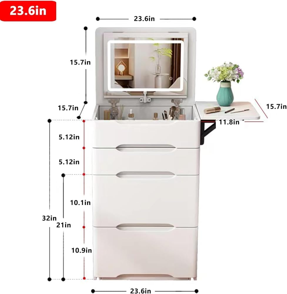 vidaXL Kaptafel met LED-verlichting 60x40x140 cm wit