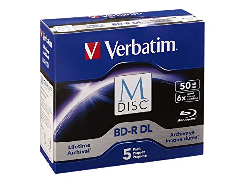 Image of Verbatim M-Disc BD-R DL 50GB 6X with Branded Surface - 5pk Jewel Case