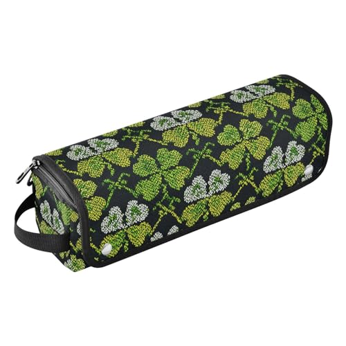 Estuche de viaje negro con diseño de trébol para herramientas de cabello, organizador para plancha, rizador, secador y más, resistente al calor, diseño 2 en 1 miniatura 1