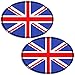 Biomar Labs® 2 x Adesivi Vinile Ovale Bandiera Nazionale della Gran Bretagna UK Inghilterra Union Jack per Auto Moto Finestrìno Scooter Bici Motociclo Tuning B 198