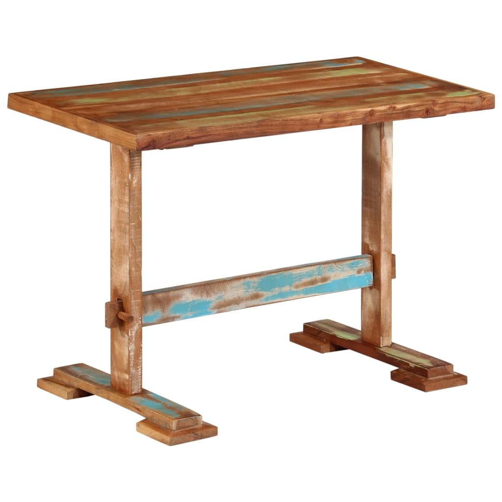 Rechteckiger Esstisch 110x55x78 cm aus massivem recyceltem Altholz, handgefertigt aus Teak, Mango, Kiefer oder Buche, mit stabilen Holzbeinen für Esszimmer oder Küche