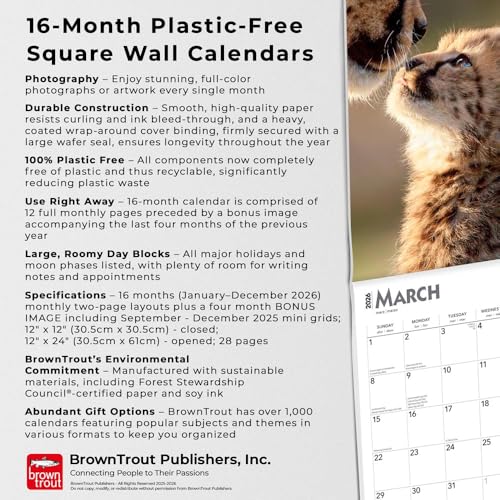 Baby Animals | 2026 12 x 24 Inch (Hanging) Monthly Square Wall Calendar | Plastic-Free | BrownTrout | Domestic Pets Chicken Small Cute - image 6