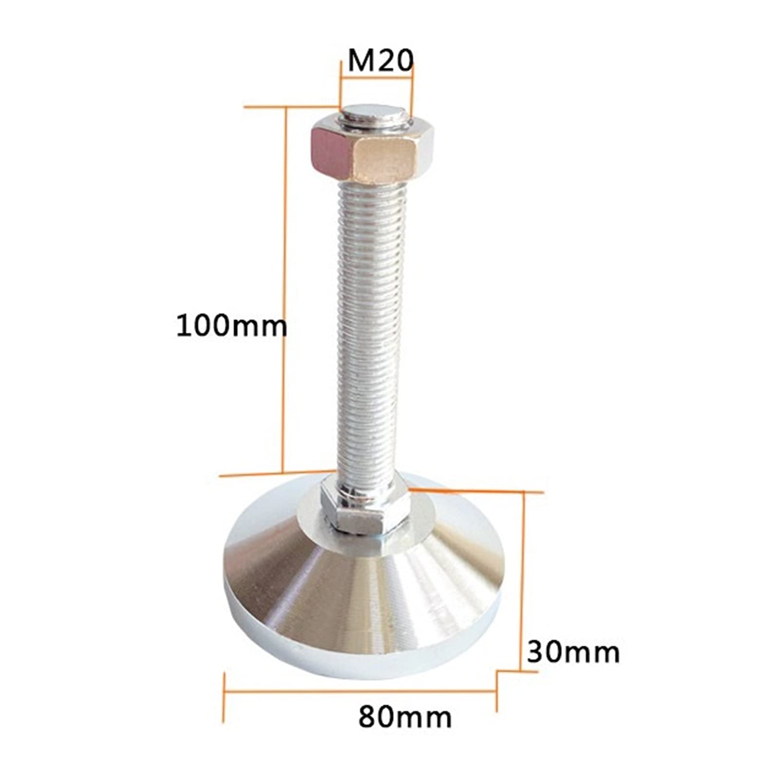 Patas ajustables, Patas para muebles, Pie nivelador ajustable de alta resistencia, pata niveladora for muebles, enderezador de pie con rosca completa, riel nivelador de base de 80 mm(D80 XM20X100mm)