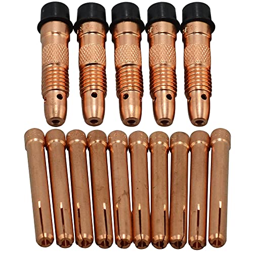 Image of RIVERWELD TIG Collet Bodies 10N24 10N32 3 /32 inch 2.4mm Assorte kit 15pcs | Fit DB PTA SR WP 17 18 26 TIG Welding Torch