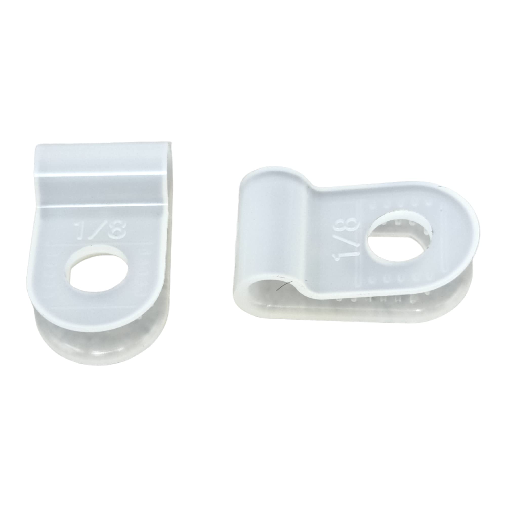 White 100 Pack Of Nylon P-Clips, Plastic Cable Clips, 3.1Mm (1/8") Diameter