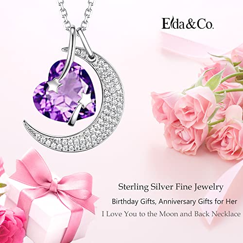 Sterling Silver Amethyst Necklace For Women Birthday Gifts Mom Wife I Love You To The Moon And Back Sterling Silver Heart Moon Shooting Stars Jewelry #TOP1