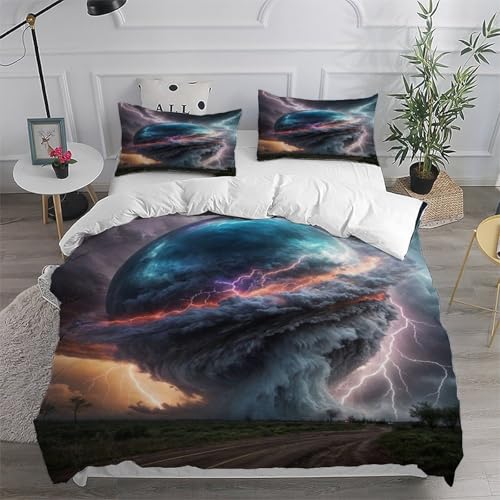 Housse de couette 3D Sci-Fi en microfibre premium, parure de lit double aux finitions durables