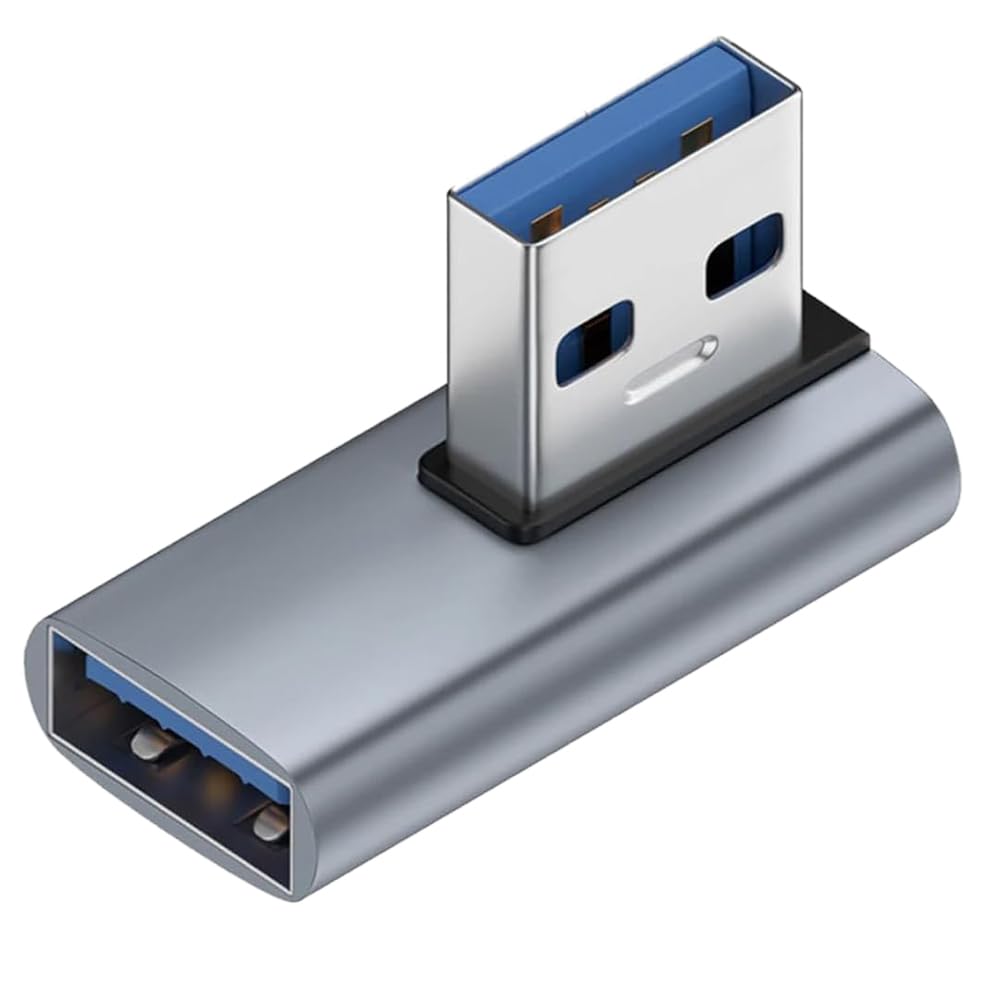 ETZIN 90 Degree USB Adapter Left Angle USB 3.1 Male to Female Extender USB A-A Direction Converter for PC, Laptop, USB A Charger, Power Bank and More